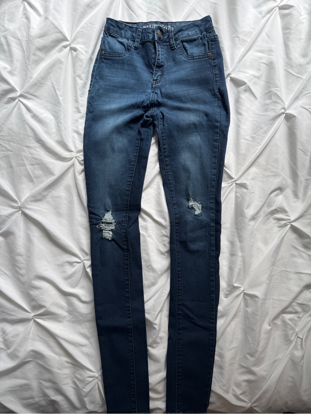 Bluenotes Dark Blue High-Rise Skinny Jeans with Knee Rips